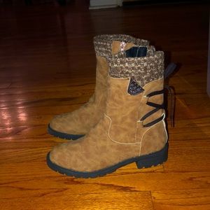 Winter faux suede, sweater calf, zip up,  tan boots